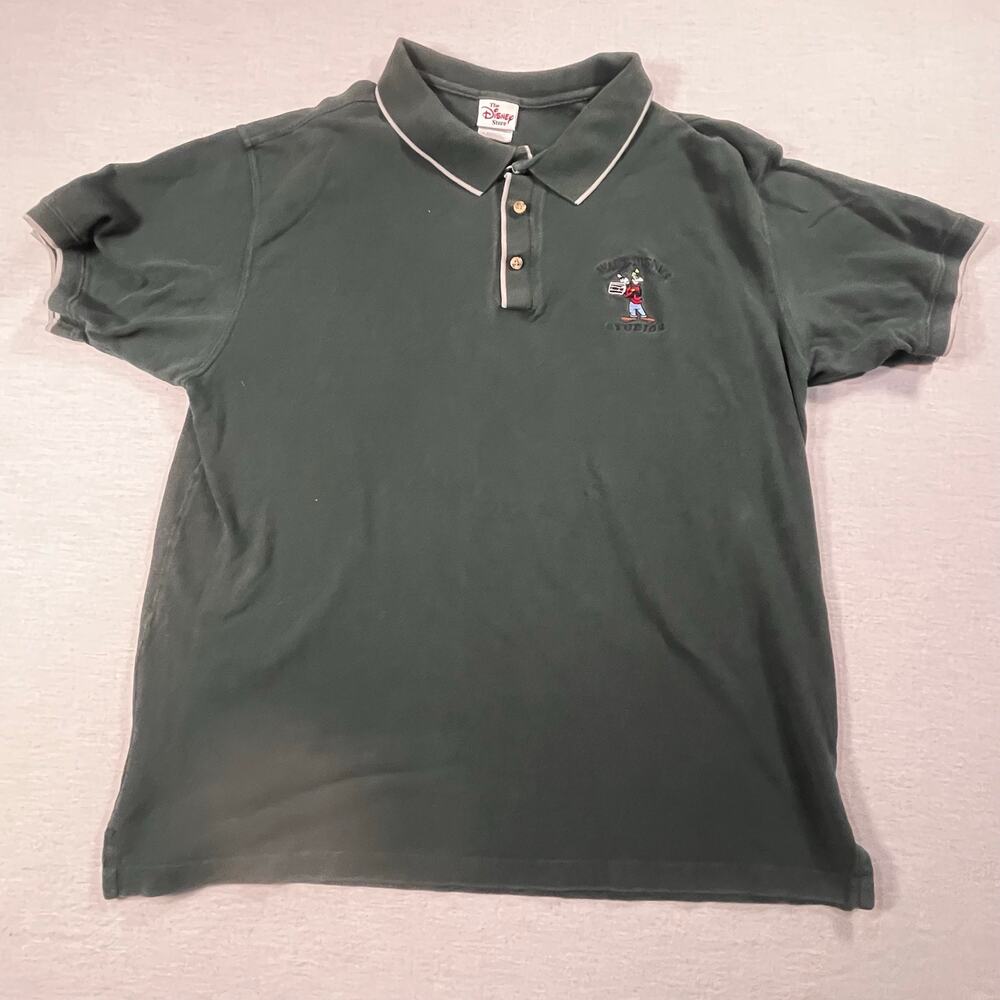 Vintage Disney Store Men XL Walt Disney Studios Goofy Embroidered Polo‎ Green